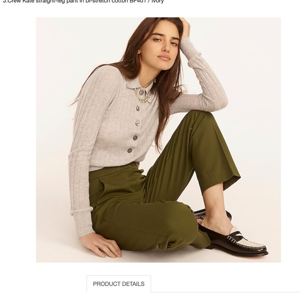 NWT J.Crew Kate straight-leg pant in bi-stretch cotton